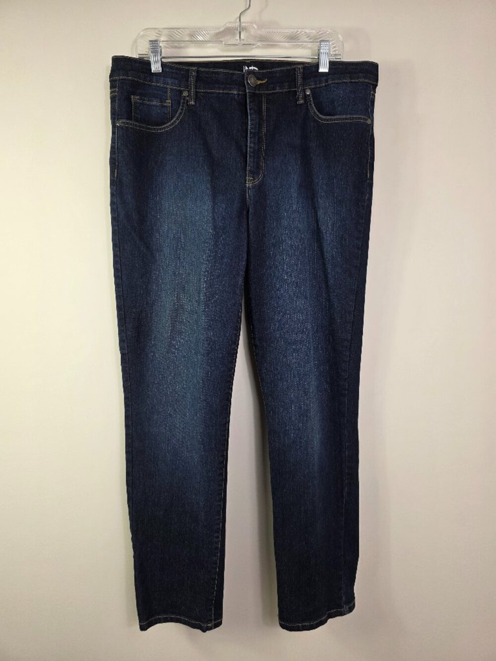 New Directions Jeans Size 14R Straight Leg Dark Wash 5 Pockets
